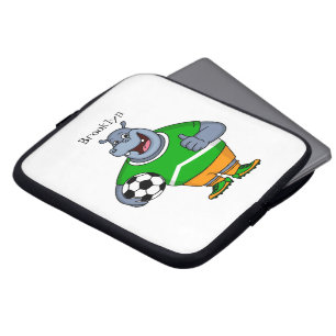 Lustigt illustration av tecknaden för hippo-fotbol laptop fodral