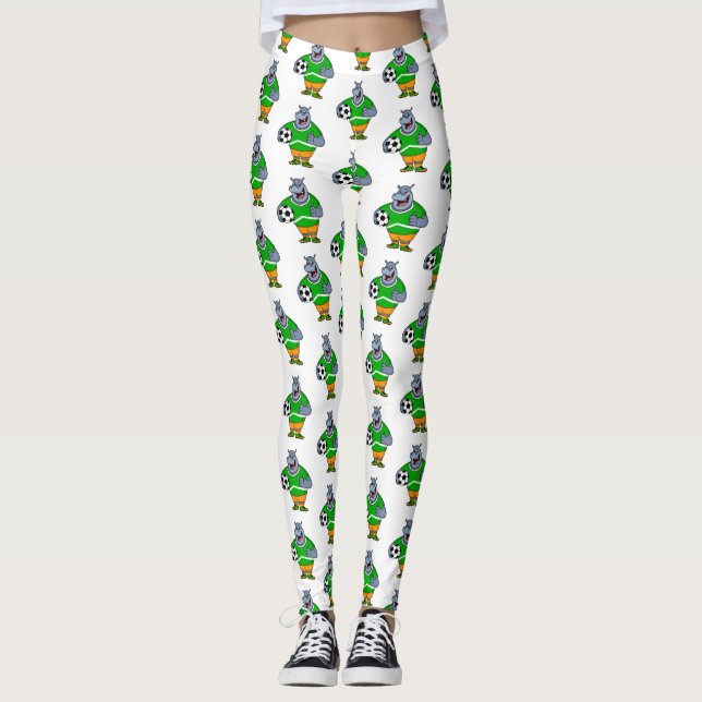 Lustigt illustration av tecknaden för hippo-fotbol leggings (Framsida)