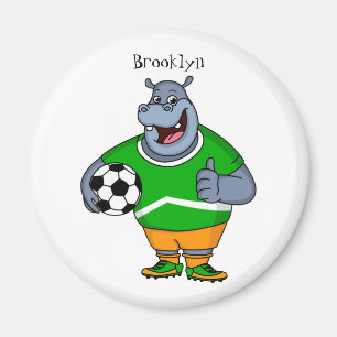 Lustigt illustration av tecknaden för hippo-fotbol magnet
