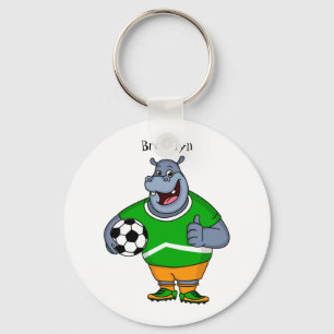 Lustigt illustration av tecknaden för hippo-fotbol nyckelring
