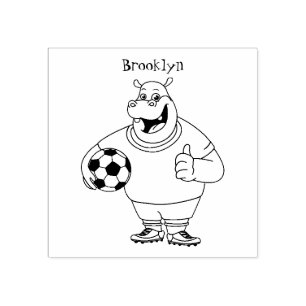 Lustigt illustration av tecknaden för hippo-fotbol stämpel