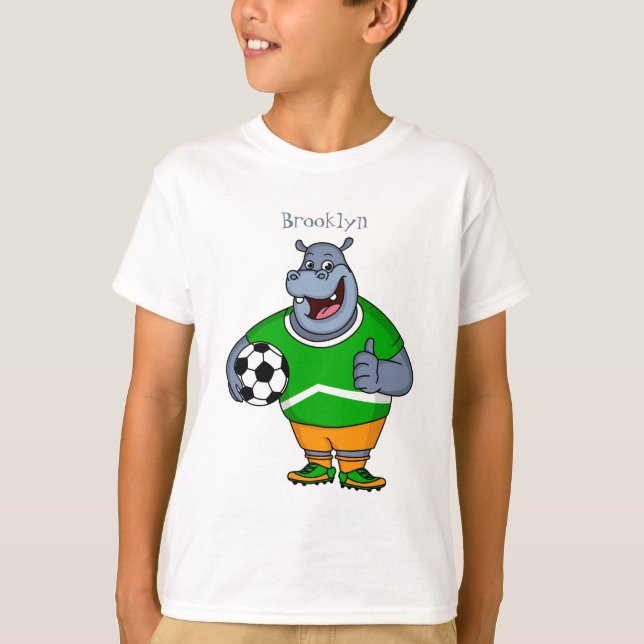 Lustigt illustration av tecknaden för hippo-fotbol t shirt (Framsida)