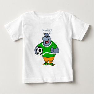 Lustigt illustration av tecknaden för hippo-fotbol t shirt