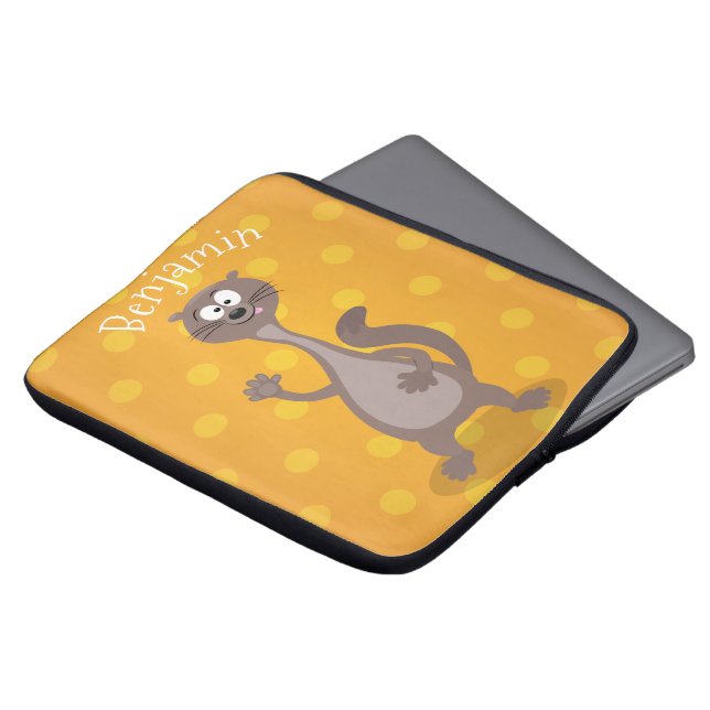 Lustigt illustration av tecknaden för väv av väv laptop fodral (Framsida topp)