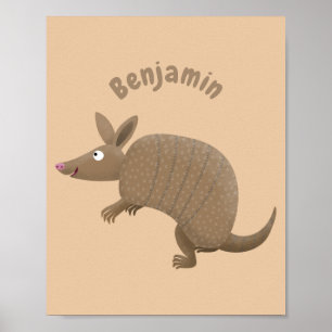 Lustigt illustration av tecknaden lycklig i Armadi Poster