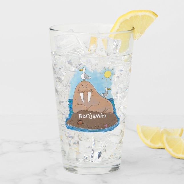 Lustigt illustration av tecknaden lycklig walrus glaskopp (Bakside Is)