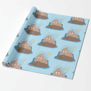 Lustigt illustration av tecknaden lycklig walrus presentpapper