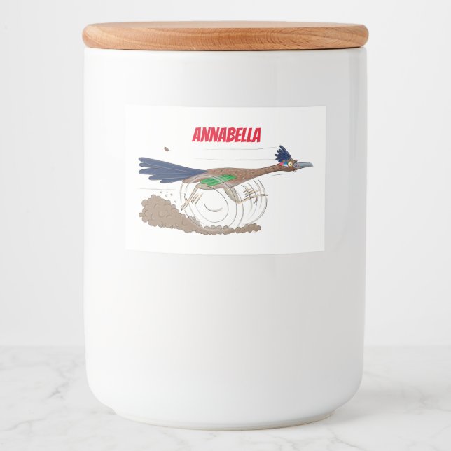 Lustigt illustration av tecknaden på slädlöpare mat etiketter (Framsida)