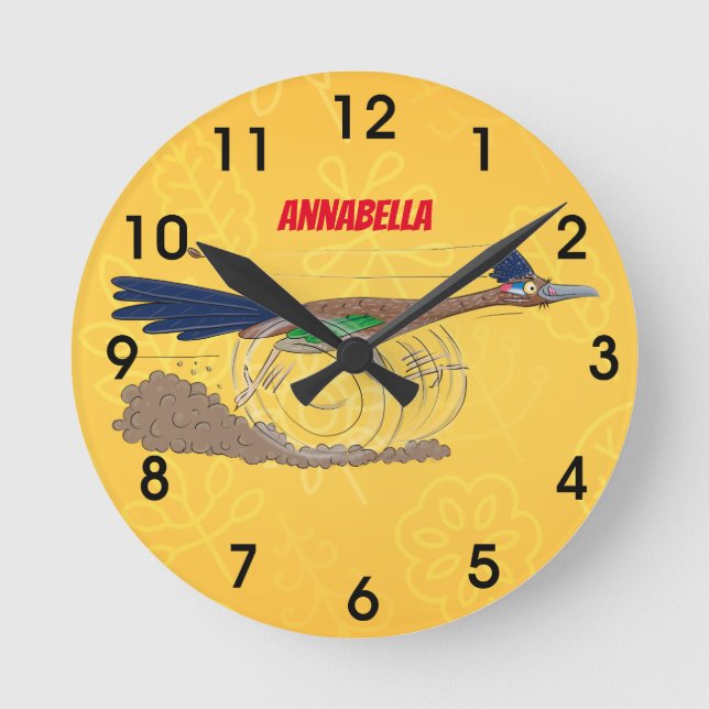 Lustigt illustration av tecknaden på slädlöpare rund klocka (Framsida)