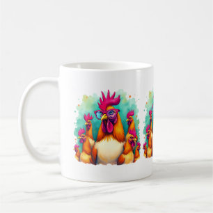 Lustigt illustration av Tupp Retro-poppsbilder i H Kaffemugg