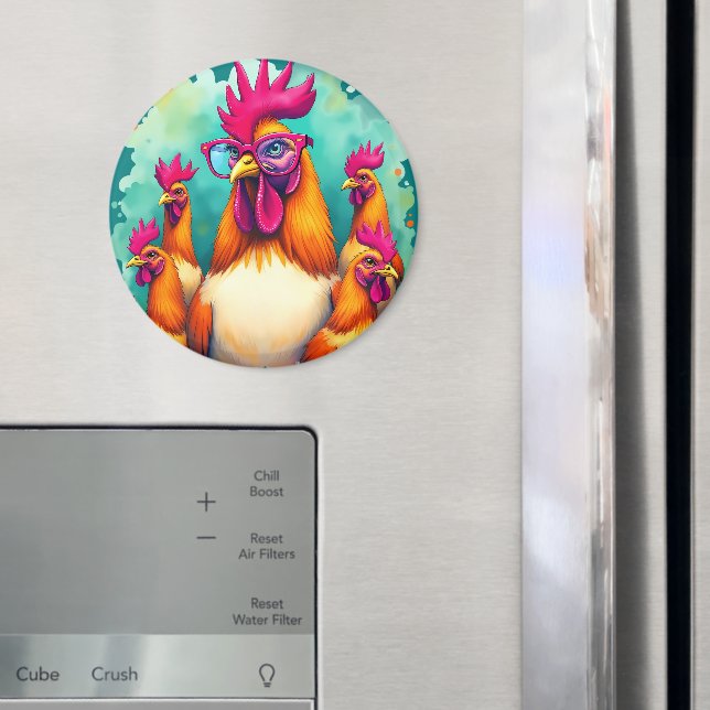 Lustigt illustration av Tupp Retro-poppsbilder i H Magnet (In Situ (Fridge))