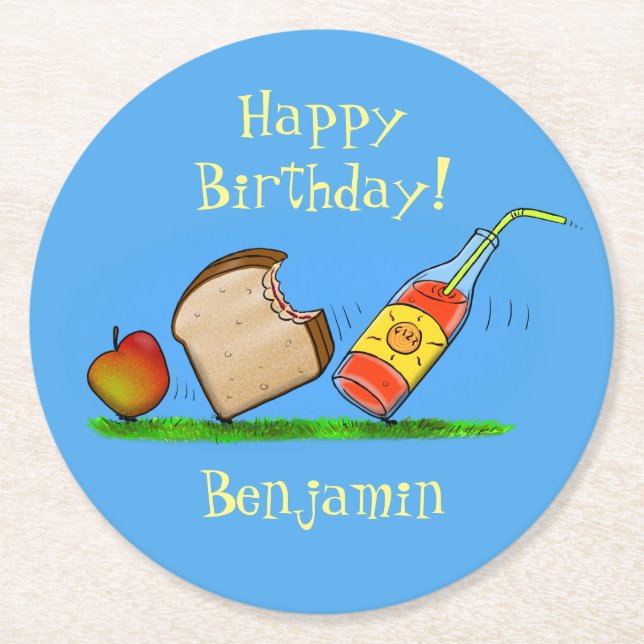 Lustigt illustrerad tecknad underlägg papper rund (Framsidan)