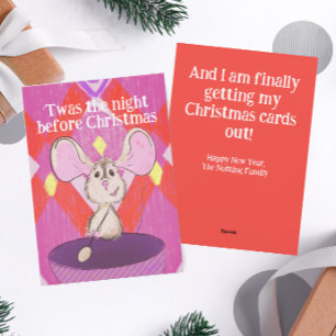 Lustigt illustrerat sent efter julkort