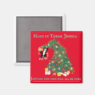 Lustigt in där Kat i Julgran Magnet