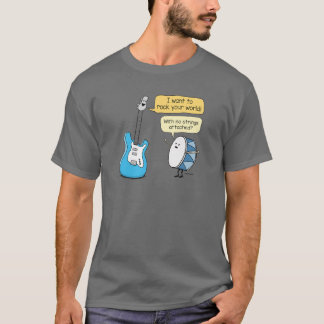Lustigt inga strängar kopplade Guitar med trumma T Shirt