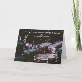 Lustigt inget tystnadens högt Drummer-födelsedagsk Kort