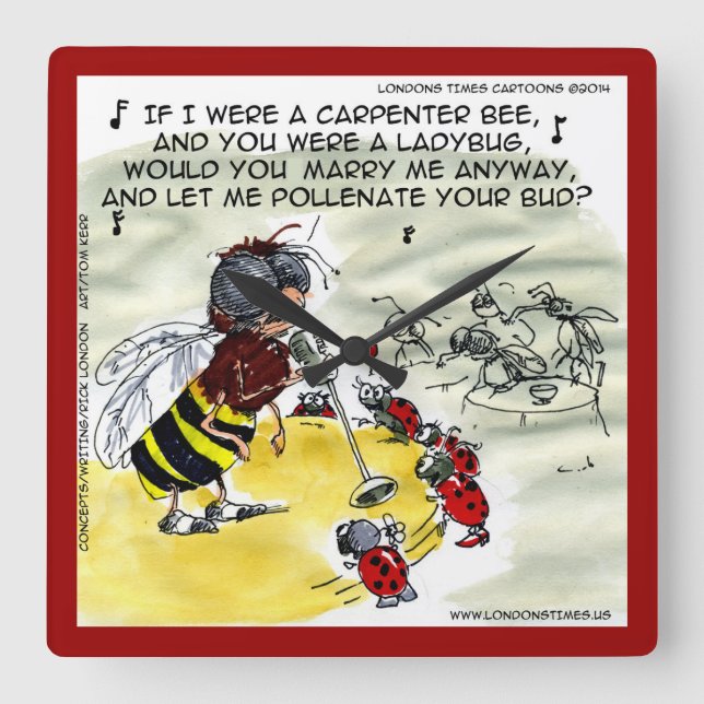 Lustigt Insekt NightClub Singer Wall Clock Fyrkantig Klocka (Framsida)