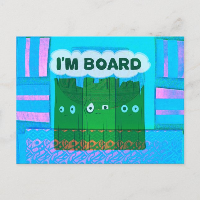 Lustigt inspirerande grafik: Jag är uttråkad textk Vykort (Framsida)