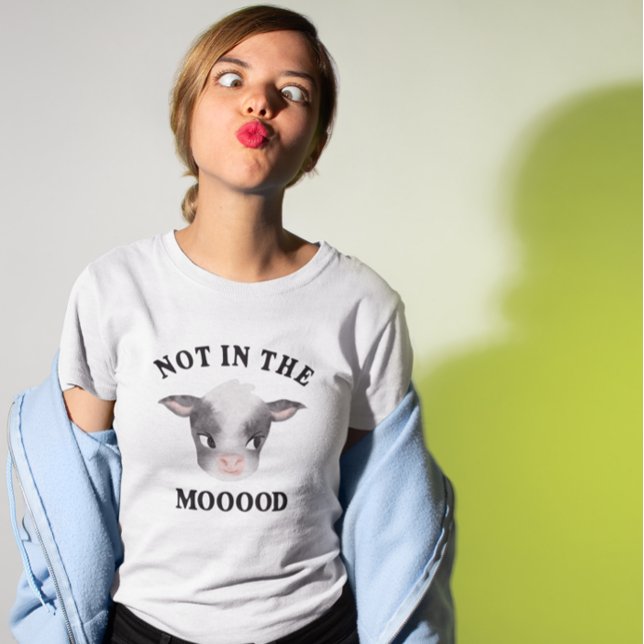 Lustigt inte i moood Cow T Shirt (Skapare uppladdad)