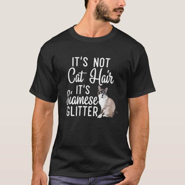 Lustigt inte Kat Hair Det är Siamese Glitter Cat M T Shirt (Framsida)