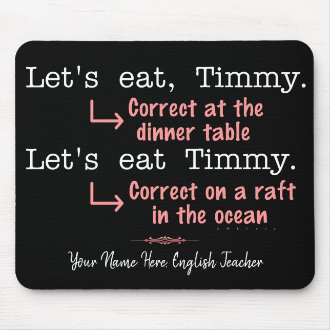 Lustigt interpunktion Grammar Älskare Timmy Humor  Musmatta (Framsidan)