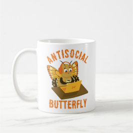 Lustigt Introvert Aesthetic Antisocial Butterfly Kaffemugg