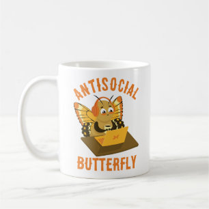 Lustigt Introvert Aesthetic Antisocial Butterfly Kaffemugg