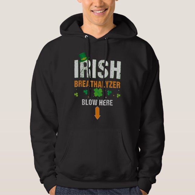 Lustigt Irish Breathalyzer Blow here St. Patrick's Hoodie (Framsida)