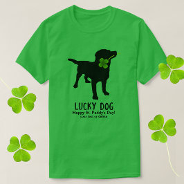 Lustigt Irish St. Patrick's Day Svart lab Lucky Hu T Shirt