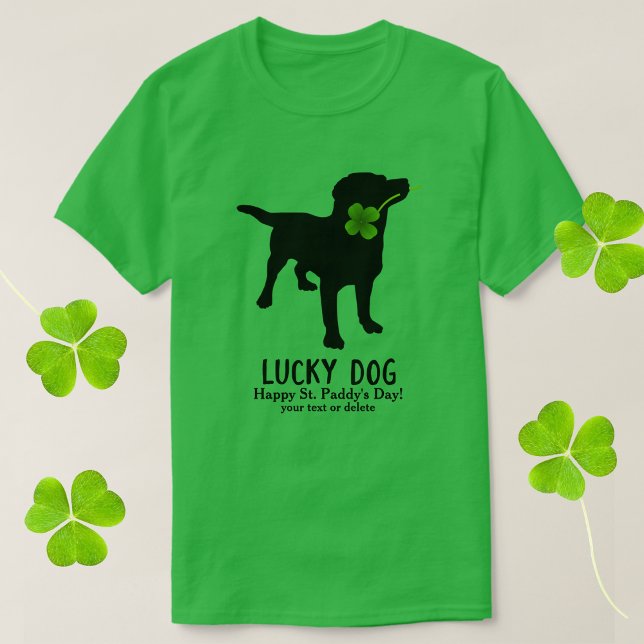 Lustigt Irish St. Patrick's Day Svart lab Lucky Hu T Shirt (Skapare uppladdad)