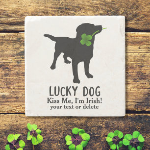 Lustigt Irish St. Patrick's Day Svart lab Lucky Hu Underlägg Sten
