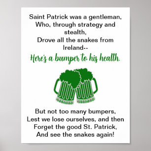 Lustigt Irish Toast St. Patrick's Day Poster