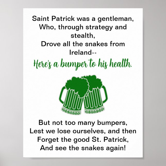 Lustigt Irish Toast St. Patrick's Day Poster (Framsidan)