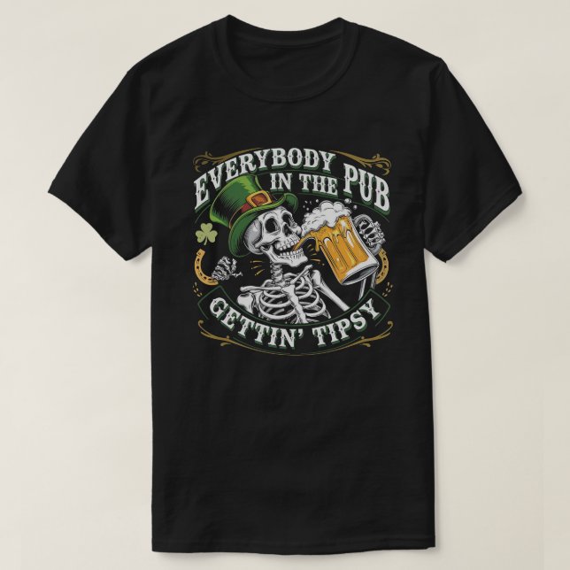 Lustigt irländskt drickande Sankt Patrick Day Skel T Shirt (Design framsida)