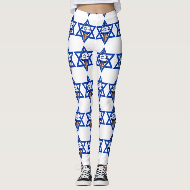 Lustigt israeliskt glass i flagga leggings (Framsida)