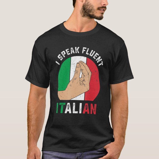 Lustigt Italien Hand Gesture Talar Fluent Italiens T Shirt (Framsida)