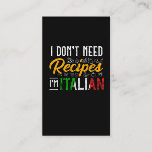Lustigt italienskt Cook Gift Culinary Köks Humor Visitkort