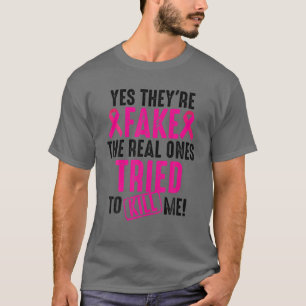 Lustigt Ja, de är Fake   Coola Breast Cancer Aware T Shirt