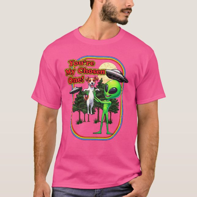 Lustigt Jack Russel Alien Du har valt en UFO Manar T Shirt (Framsida)