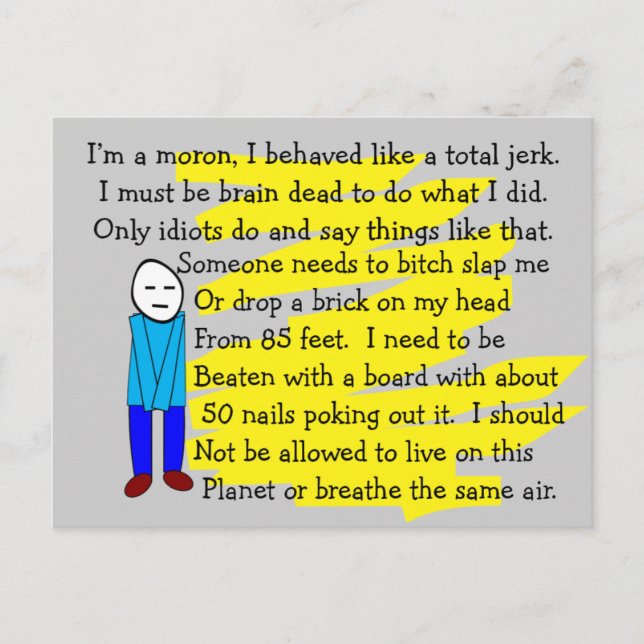 Lustigt "Jag är ledsen" kort och Nyckelringar (Framsida)