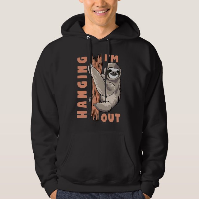 Lustigt jag håller ut Sloth Hoodie (Framsida)