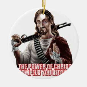 Lustigt jesus julgransprydnad keramik