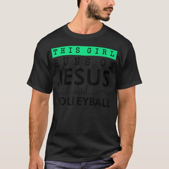 Lustigt Jesus och Volleyball Christian Sports Offe T Shirt (Framsida)