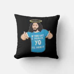Lustigt Jesus Shirt Christian Meme Jag löser det. Kudde