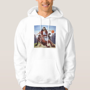 Lustigt Jesus som korsar upp den kristna Djävulen Hoodie