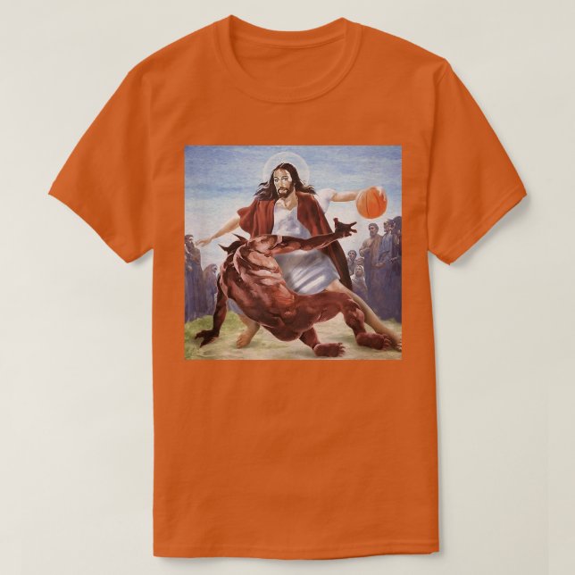 Lustigt Jesus som korsar upp det Djävulen kristna  T Shirt (Design framsida)