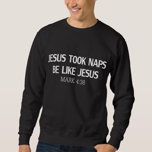 Lustigt Jesus tog kranar som Jesus 438 Lång Ärmad Tröja (Framsida)