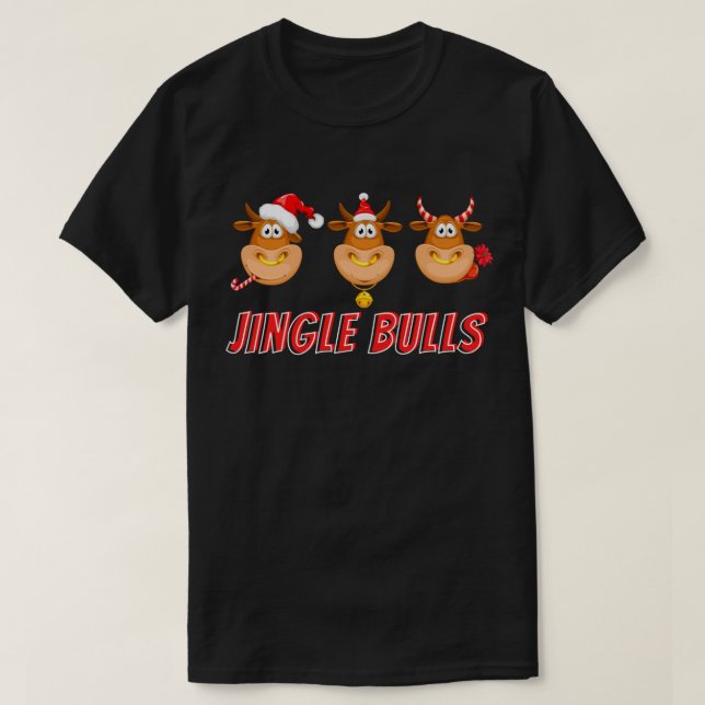 Lustigt Jingle Bulls jul T Shirt (Design framsida)