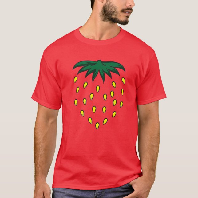Lustigt jordgubbe Halloween Red Berry Simple Costu T Shirt (Framsida)