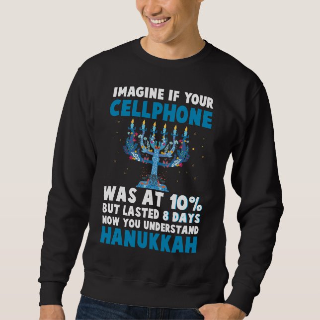 Lustigt jude Hanukkah christmas menorah judaism Lång Ärmad Tröja (Framsida)